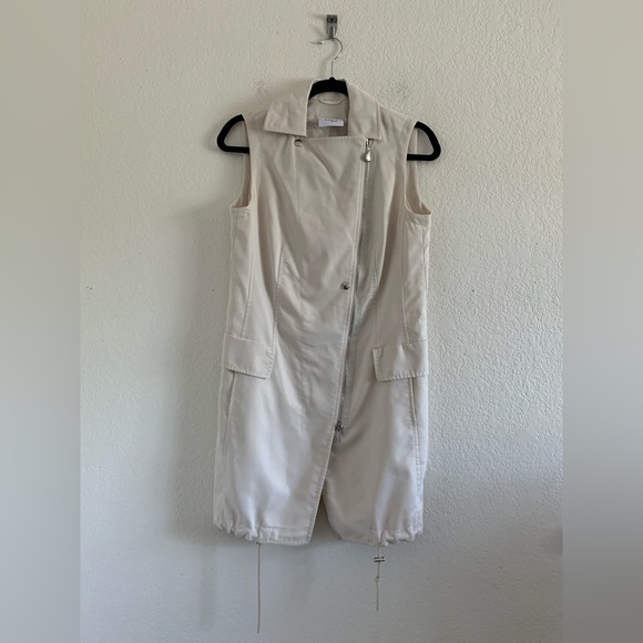 Akris Punto Full Zip Sleeveless Coat /Duster/Utility Jacket Women’s Size 6 Cream - Picture 1 of 10
